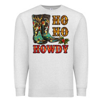 Oatmeal Heather christmas cowboy boots ho ho howdy Premium Sweatshirt - RanaPortraitStore