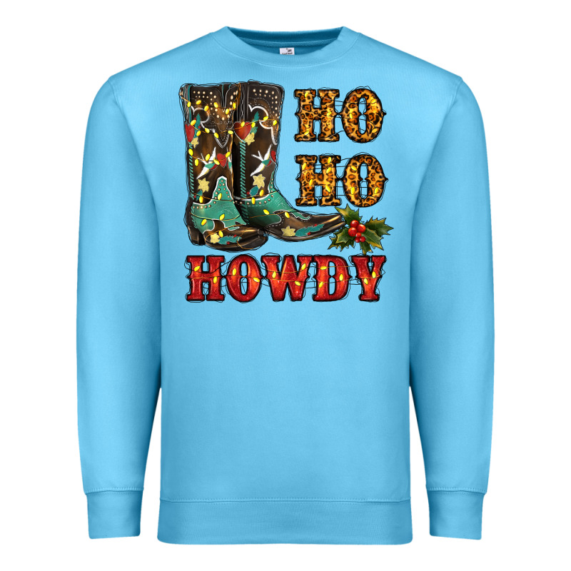Christmas Cowboy Boots Ho Ho Howdy Premium Sweatshirt by RanaPortraitStore | Teevron