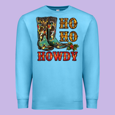 Christmas Cowboy Boots Ho Ho Howdy Premium Sweatshirt Designed By Ranaportraitstore