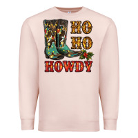 Pale Pink christmas cowboy boots ho ho howdy Premium Sweatshirt - RanaPortraitStore