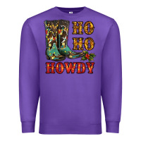 Purple christmas cowboy boots ho ho howdy Premium Sweatshirt - RanaPortraitStore