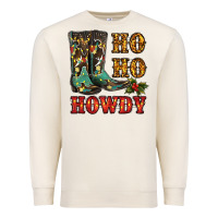 Sandshell christmas cowboy boots ho ho howdy Premium Sweatshirt - RanaPortraitStore