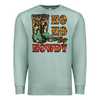 Seafoam christmas cowboy boots ho ho howdy Premium Sweatshirt - RanaPortraitStore