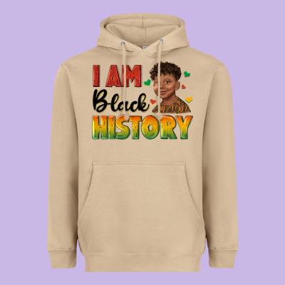 Heavyweight Hoodie i am black history with afro black boy