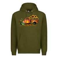 Army Green sunflower truck Premium Hoodie - JahusDesignShop
