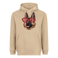 German Shepherd With Love Glasses Heavyweight Hoodie | Teevron