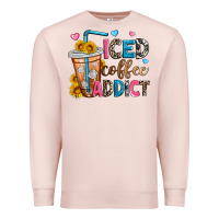 Pale Pink iced coffee addict Premium Sweatshirt - Zillion Design Studio