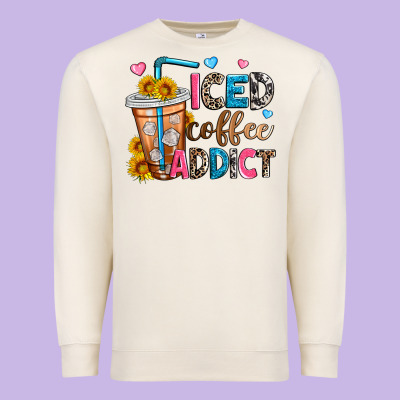 Iced Coffee Addict Premium Sweatshirt Designed By Zillion Design Studio