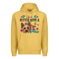 Antique Gold life is better with a yorkie Premium Hoodie - Jasminsmagicworld