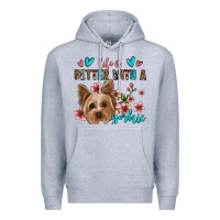 Heather Grey life is better with a yorkie Premium Hoodie - Jasminsmagicworld