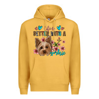 Mustard life is better with a yorkie Premium Hoodie - Jasminsmagicworld