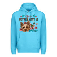 Ocean Blue life is better with a yorkie Premium Hoodie - Jasminsmagicworld