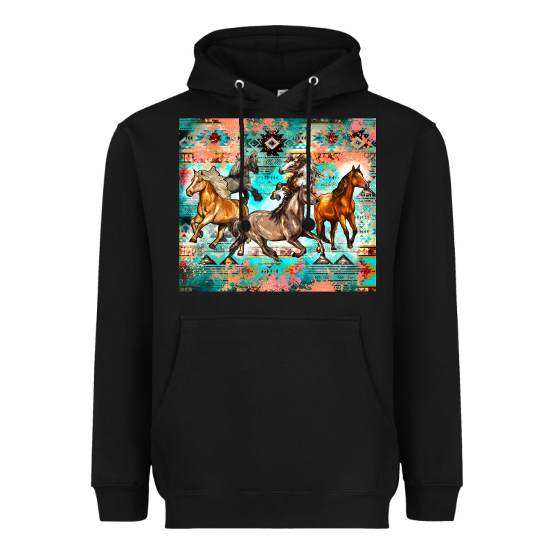Western Running Horses Heavyweight Hoodie by Zillion Design Studio | Teevron