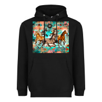 Black western running horses Heavyweight Hoodie - Zillion Design Studio