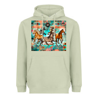 Matcha western running horses Heavyweight Hoodie - Zillion Design Studio