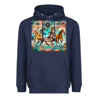 Navy western running horses Heavyweight Hoodie - Zillion Design Studio