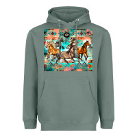 Sage western running horses Heavyweight Hoodie - Zillion Design Studio