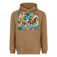 Toasted Coconut western running horses Heavyweight Hoodie - Zillion Design Studio