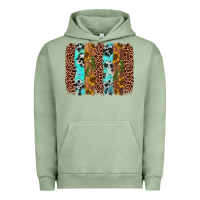 Pigment Oil Green sunflower cactus leopard brushstroke Urban Hoodie - AdoDesignShop