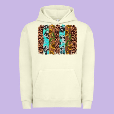 Sunflower Cactus Leopard Brushstroke Urban Hoodie Designed By Adodesignshop