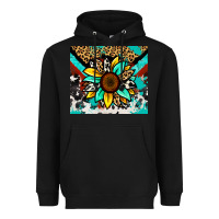 Black turquoise gemstone sunflower Heavyweight Hoodie - Zillion Design Studio