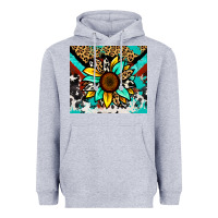 Heather Grey turquoise gemstone sunflower Heavyweight Hoodie - Zillion Design Studio