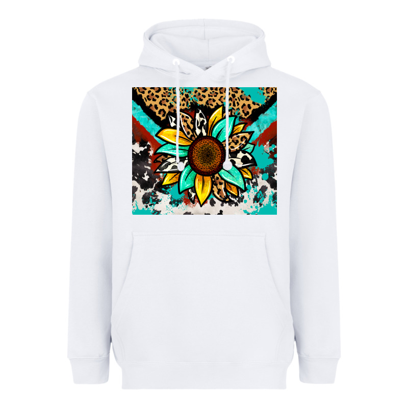 Turquoise Gemstone Sunflower Heavyweight Hoodie by Zillion Design Studio | Teevron