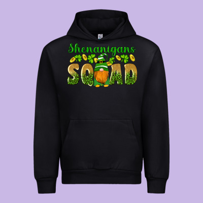 Shenanigans Squad Gnomes Shamrock Gold Leopard Glitter Urban Hoodie Designed By Artiststas