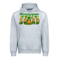 Heather Grey shenanigans squad gnomes shamrock gold leopard glitter Urban Hoodie - Artiststas