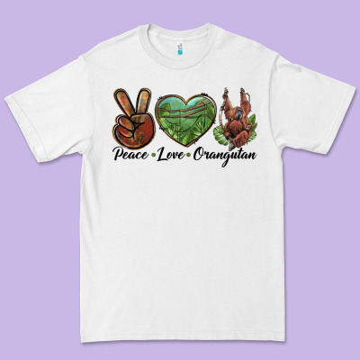 Peace Love Orangutan Premium Tee Designed By Lillyallendesigns