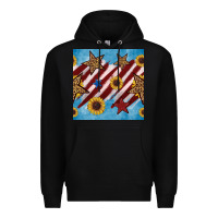 Black western star with sunflower seamless pattern Premium Hoodie - BundleAndBundleShop