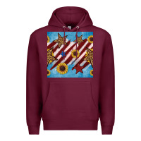 Burgundy western star with sunflower seamless pattern Premium Hoodie - BundleAndBundleShop