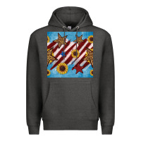 Charcoal Heather western star with sunflower seamless pattern Premium Hoodie - BundleAndBundleShop