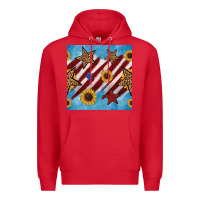 Red western star with sunflower seamless pattern Premium Hoodie - BundleAndBundleShop