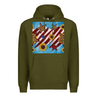 Army Green western star with sunflower seamless pattern Premium Hoodie - BundleAndBundleShop