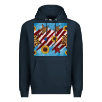 Navy western star with sunflower seamless pattern Premium Hoodie - BundleAndBundleShop