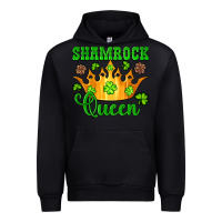 Black shamrock queen crown leopard glitter Urban Hoodie - Artiststas