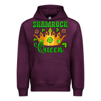 Mauve Wine shamrock queen crown leopard glitter Urban Hoodie - Artiststas
