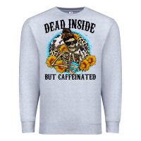 Heather Grey dead inside but caffeinated Premium Sweatshirt - Zillion Design Studio