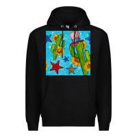 Black 4th of july cacti seamless pattern Premium Hoodie - BundleAndBundleShop