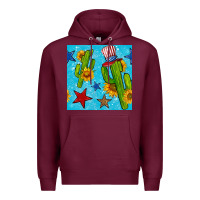 Burgundy 4th of july cacti seamless pattern Premium Hoodie - BundleAndBundleShop