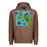 Chestnut 4th of july cacti seamless pattern Premium Hoodie - BundleAndBundleShop