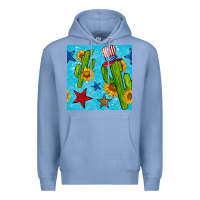 Colony Blue 4th of july cacti seamless pattern Premium Hoodie - BundleAndBundleShop
