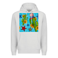 Dove Grey 4th of july cacti seamless pattern Premium Hoodie - BundleAndBundleShop