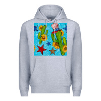 Heather Grey 4th of july cacti seamless pattern Premium Hoodie - BundleAndBundleShop