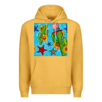 Mustard 4th of july cacti seamless pattern Premium Hoodie - BundleAndBundleShop