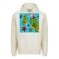 Oatmeal Heather 4th of july cacti seamless pattern Premium Hoodie - BundleAndBundleShop