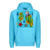Ocean Blue 4th of july cacti seamless pattern Premium Hoodie - BundleAndBundleShop