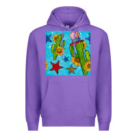 Purple 4th of july cacti seamless pattern Premium Hoodie - BundleAndBundleShop