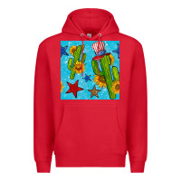 Red 4th of july cacti seamless pattern Premium Hoodie - BundleAndBundleShop